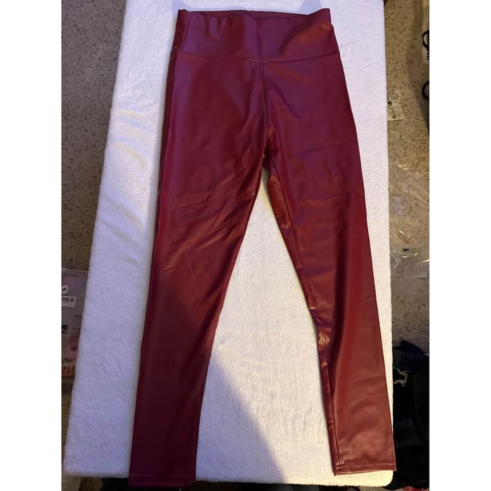 Red Faux Leather Leggings Size M
